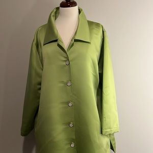 New Caroline Rose Long Jacket Summer Breeze Green Rhinestone Buttons 2X